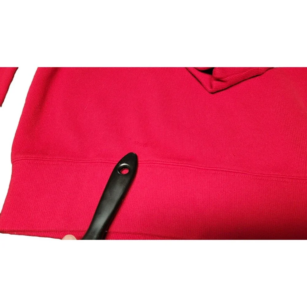 Lands' End Men's Red Quarter-Zip Pullover Sweater Plaid Collar Size Large
